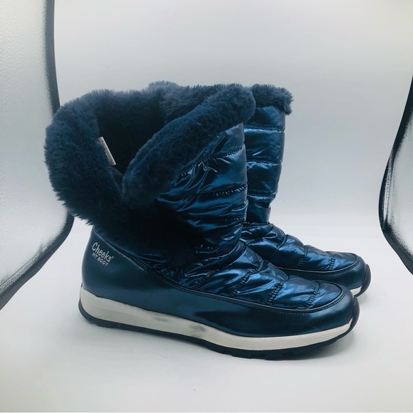 Tony Little Cheeks Blue Faux‎ Fur Fit Body Water-Repellent Boots Woman’s 11M - Picture 1 of 10